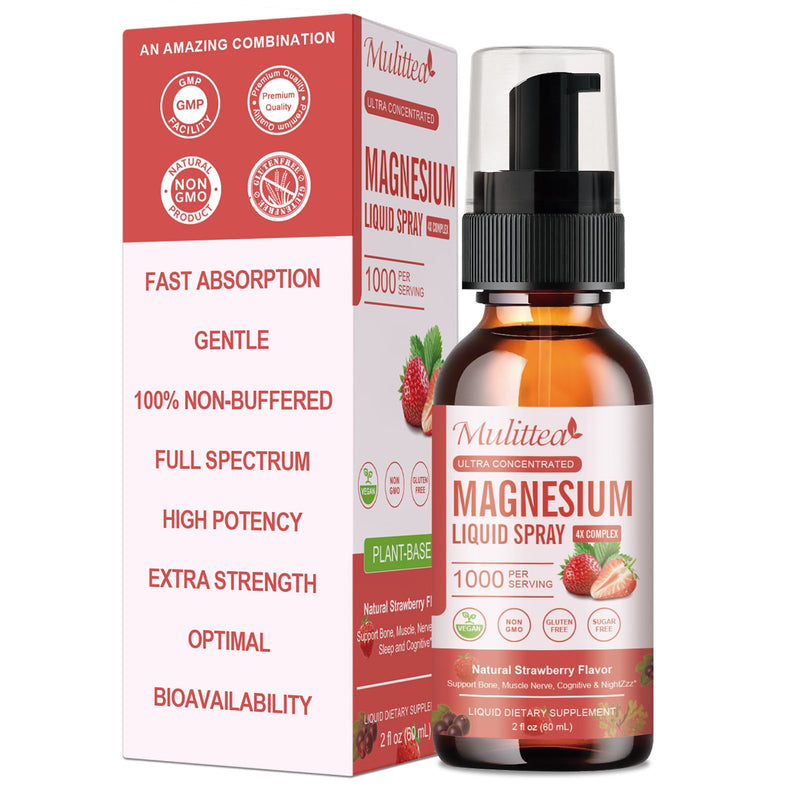 Magnesium Glycinate Liquid Spray- Sugar-Free Strawberry Flavor