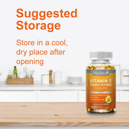 Vitamin E 1000 IU Antioxidant Supplements for Skin, Face, & Immune Health 2 Packs