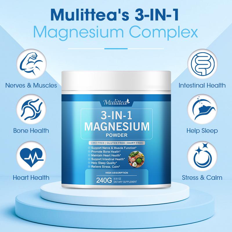 3 IN 1 Magnesium Powder Dietary Supplement 240G For Sleep Quality