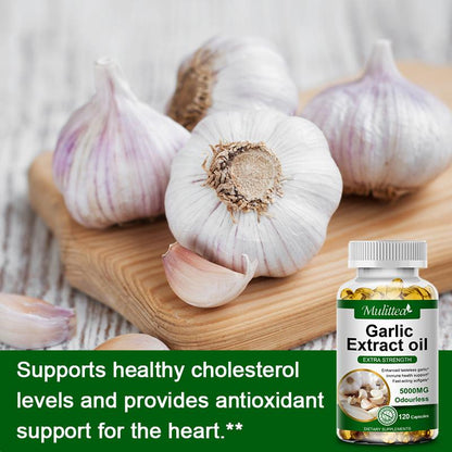MULITTEA Organic Odorless Garlic Capsules 5000mg – Heart, Immune & Digestive Support Softgels