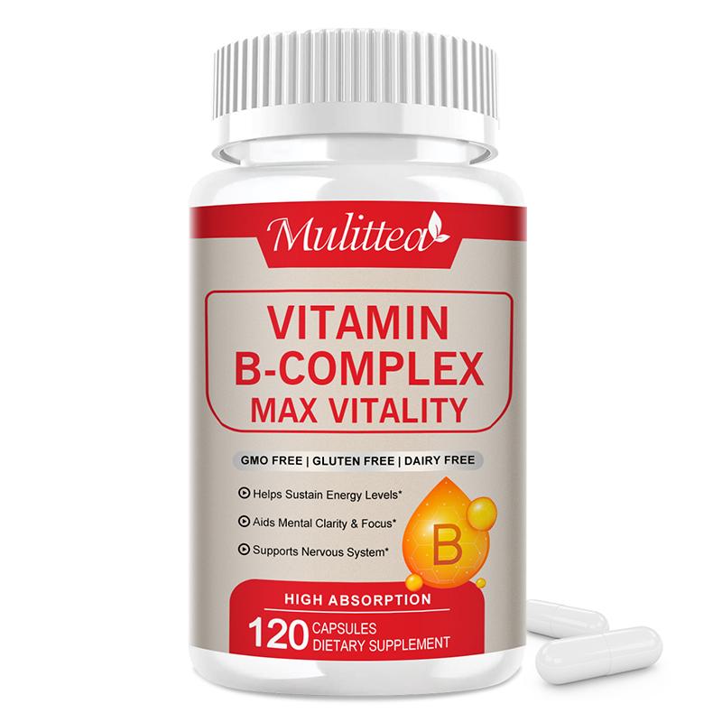 Mulittea Vitamin B-Complex B12 Pills for Max Vitality & Sustained Energy Support Aids Mental Clarity & Focus Promotes Healthy Nervous System