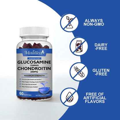 Joint Support Gummies with Glucosamine & Chondroitin – Relieves Occasional Discomfort, Promotes Cartilage Health, 60 Count