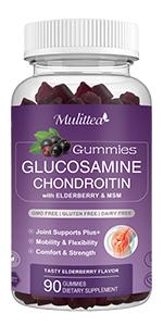 Glucosamine Chondroitin Gummies - Extra Strength Joint Support Supplement with MSM & Elderberry for Natural Joint, Antioxidant Immune Support for Adults, Men & Women-90 Gummies