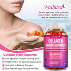 Collagen Gummies - Collagen Gummy Antioxidant with Biotin, Zinc, Vitamins C & E - For Hair, Skin and Nails , 2000mg 60ct