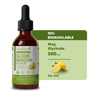 Liquid Calcium Magnesium Zinc Drops with D3 K2 | Plant-Based, Sugar-Free (2-Pack)