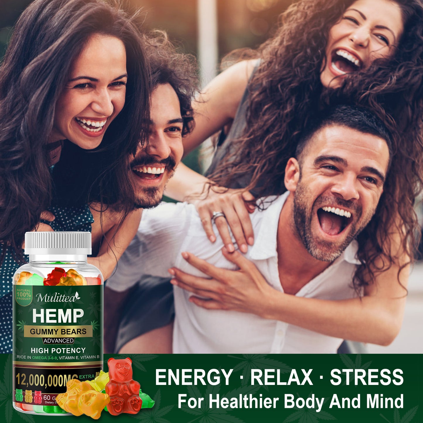 High Potency Hemp Gummies 12000000 Extra Strength - Stress,Sleep, Mood, Calming, Focus, Relaxation Supplements, Organic Edibles Hemp Seed Oil Extract Hemp Candy, Vegan, Non-GMO, Fruity Flavor