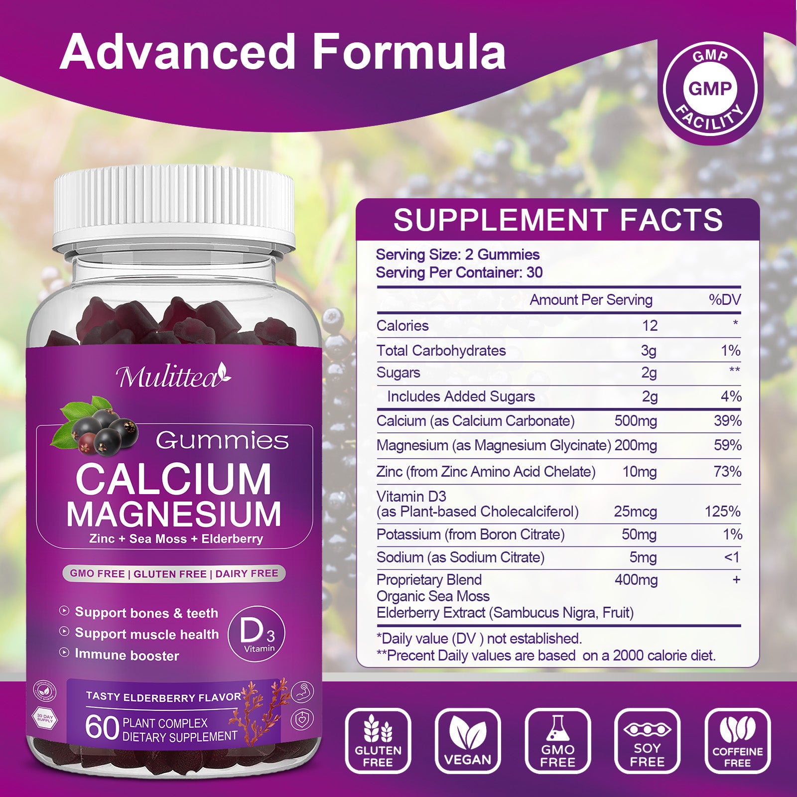 Calcium Magnesium Glycinate Gummies | 60 Count (2-Pack)