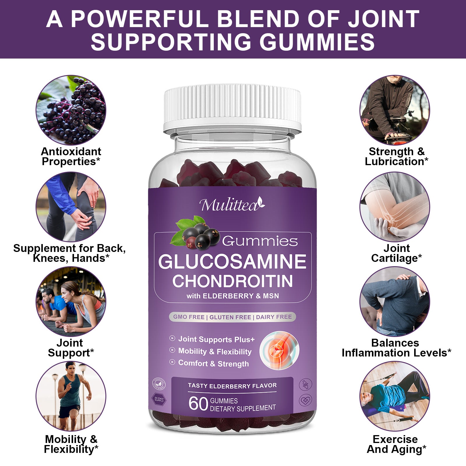 Glucosamine Chondroitin Gummies with MSM & Elderberry | 120 Count