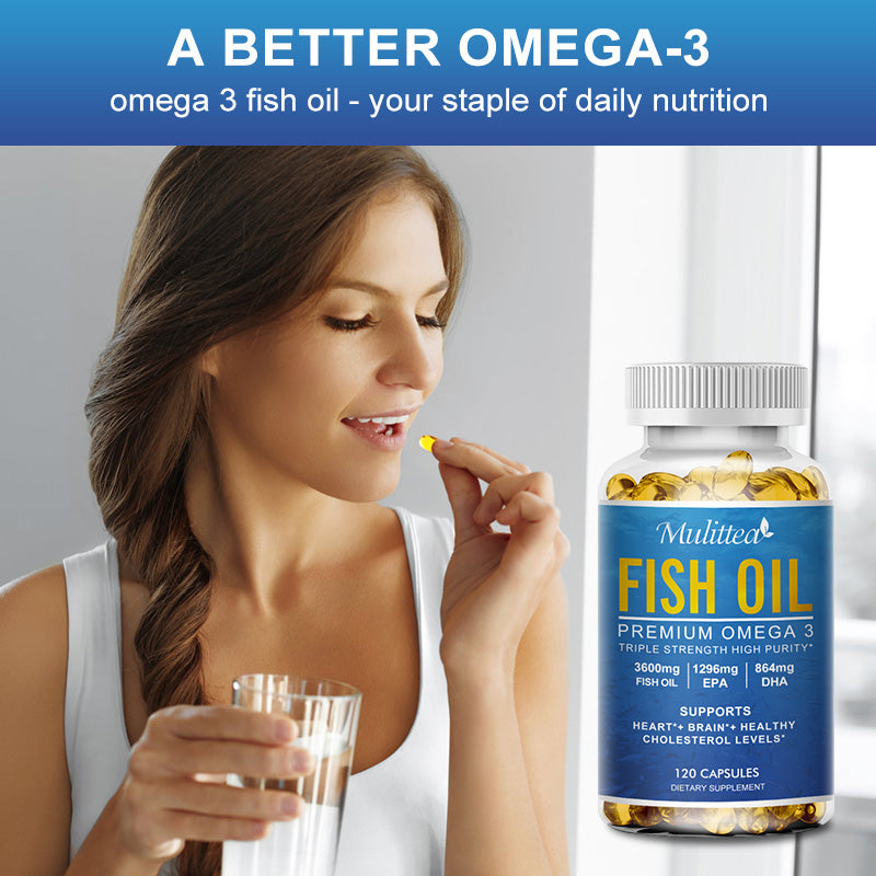 Mulittea Fish Oil Premium Omega3 1200 mg Cápsulas, apoya la salud del corazón 